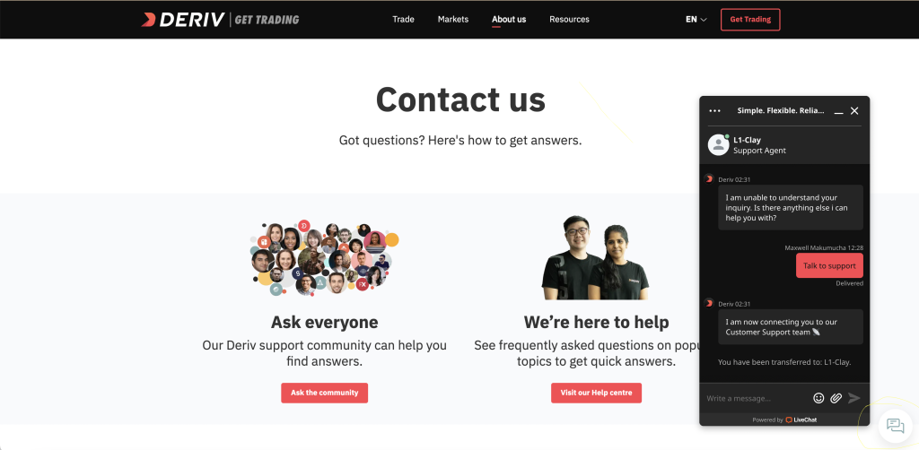 Deriv Contact Us